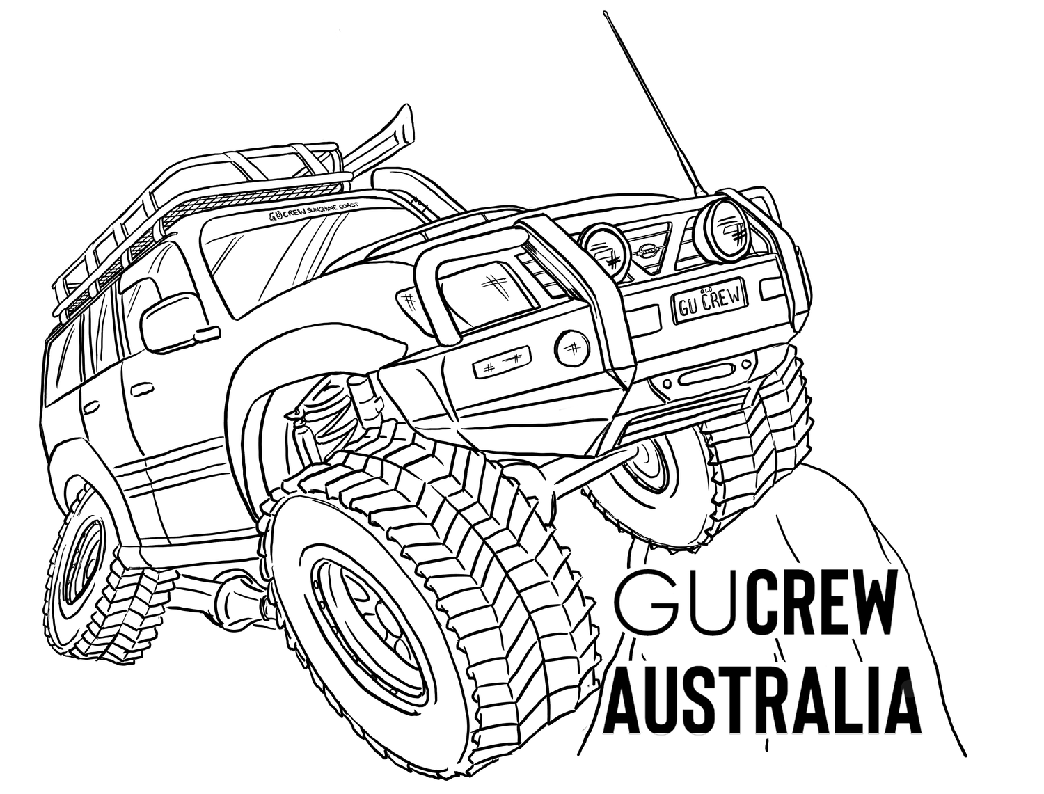 Nissan Patrol GU four wheel driving.