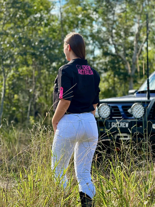 GU Crew X Ringers Western Work Shirt Womens Black Full Button